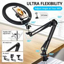 TOKQI RGB Color LED Lighting Set ,10'' Detachable Ring Fill Light With Adjustable Angle Phone Holder Arm And Phone Mount,Dimmable LED Selfie Light,Compatible With Multi Model Phones,Suitable For Recording, Live Streaming,Makeup, Nail Art, Cooking,Shooting - one-size - View 5