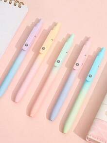 5pcs Gel Pen Set, Aurora Design, Retractable Quick-Dry Black Ink Pens, 0.5mm Fine Tip, High-Quality Cute Ballpoint Pens, Smooth Writing, Macaron Color Tone, Comfortable Grip, Suitable For School And Office Supplies - 5 Pcs - View 3