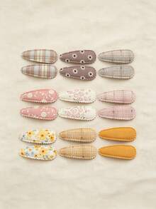 6Pcs Floral Plaid Fabric Hair Clips, Cute Lace-Trimmed Baby Hair Clips, Sweet And Non-Slip Hairpins, Suitable For Little Girls To Wear Daily. - Multicolor - View 3
