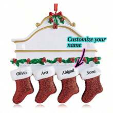Personalized Family Christmas Decorations, Customized Family Name, Year And Name, Fireplace Stocking Holder Tree Hanging Ornament, Holiday Family Gift - Multicolor - View 3