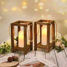 10 piezas Soporte de flores de madera para boda, estante para portavelas de mesa de boda, adorno decorativo de madera, estante de decoración de linterna de madera estilo granja - A - Ver 2