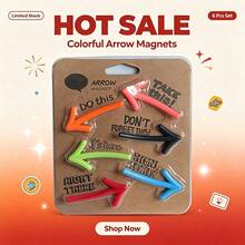 Creative 3D Arrow Shaped Refrigerator Magnets, Multi-Color Design, Built-In Strong Magnet, Firm Adhesion. Can Securely Hold Notes, Memos, Photos, And Paper Strips, Suitable For Refrigerators, Whiteboards, Metal Filing Cabinets. Arrow Shape Can Intuitively Mark Key Positions, Both A Practical Office And Home Tool, And A Fun Desktop And Refrigerator Decoration - Arrow - View 2
