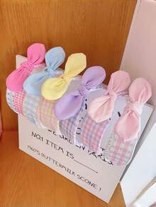 6Pcs Plaid Bow Headbands, Sweet Fabric Wide‑Brim Hair Hoops For Women, Versatile Hair Accessories For Taming Flyaways - Multicolor - View 1