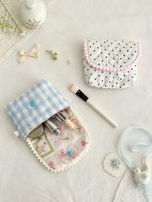 Cute Quilted Coin Purse Women's Earphone Storage Pouch Small Storage Bag Sweet Dot & Plaid Bear Pattern Pouch For Earbuds Lipstick Small Accessories - Multicolor - View 5