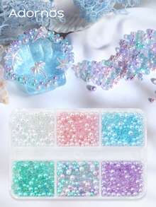 6-Grade Encantos de Arte de Unhas Estrela & Lua Rosa & Azul, Decorações de Unhas com Strass Aurora Lua & Estrela de Costas Planas, Suprimentos de Arte de Unhas DIY - Multicolorido - Visão 10