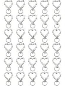 10/30/60/100pcs Heart-Shaped Keychain Swivel Hooks, Key Ring Making Accessories Pendant Carabiner Clips DIY Handmade Cute Spring Buckle Key Rings, Handbags - Color Mixing - View 21