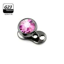 1PC ASTM F136 Titanium Crystal Dermal Anchor Tops 5mm Zirconia 14G Surface Piercing Skin Base Piercing Jewelry - Multicolor - View 10
