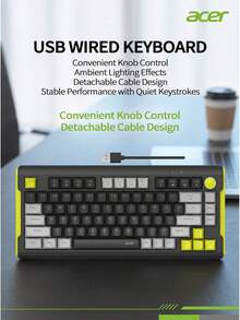Acer Mechanical Feel Backlit Keyboard, Wireless Bluetooth Tri-Mode, Silent Office, Compact & Portable, Compatible With Tablet/Phone/Laptop (Wired Version Optional) - View 15