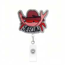TONAVIETO 1pc Crab With Hat Badge Reel Retractable Badge Holder Clip With Swivel Alligator Clip For Nurses, Teachers, And Office Staff - Crab With Hat - View 2