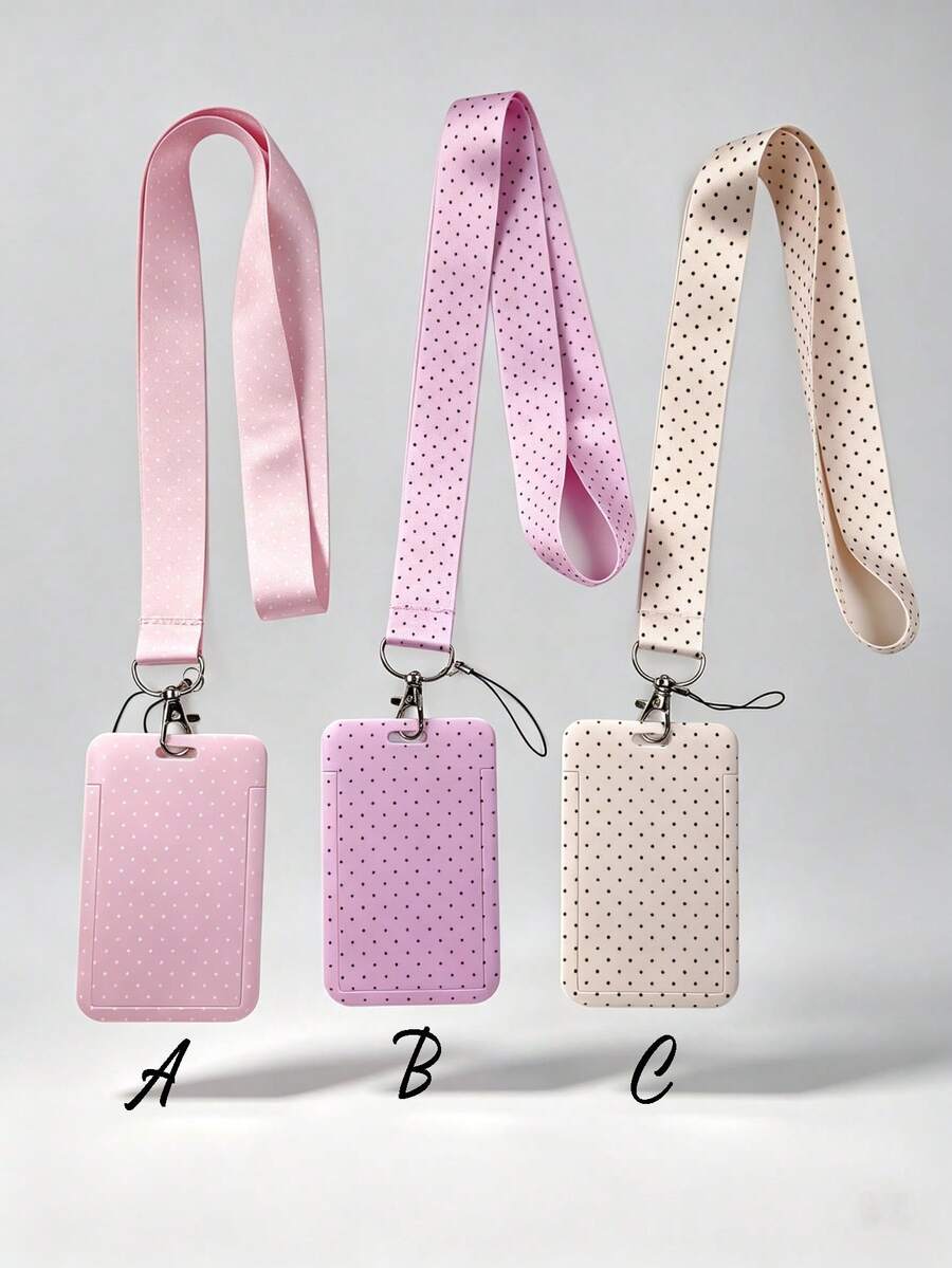 1pc Fashionable Polka Dot Printed Card Holder Pendant, Bag Charm, Key Chain, Wallet, Business Bank Credit Card Holder For Men And Women - Multicolor - View 1