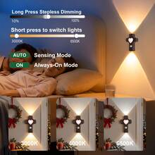 LED Jesus Cross Wall Light, Home Decor Cross-Shaped Wall Lamp, Rechargeable Magnetic Motion Sensor Wall Light, 3 Colors Dimmable, Battery-Powered, Suitable For Halloween, Christmas, Thanksgiving, Wedding Birthday Party Signs, Easter Decorations - Multicolor - View 6
