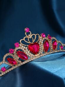 Princess Crown Red Heart Crown Queen Of Hearts Evie Costume Cosplay Party Tiara Birthday Tiara - Hot Pink - View 2