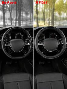 1PC Universal Black Two-Tone Steering Wheel Cover, Luxurious And Minimalist Style, Made Of Soft Microfiber PU Material, With A Non-Slip And Wear-Resistant Grip Design, Breathable And Fashionable Car Accessory, Suitable For SUVs, Trucks And Cars. - A - View 9