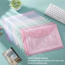 5/10/20/40/60/80pcs Morandi Color A4 Transparent Plastic Snap Button File Bags, 1mm Thick Large Capacity Document Envelopes, Waterproof Exam Paper Bill Storage Folders, Student Office Stationery Organizer Bags, Random Style Sent - Sets - View 13