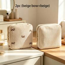 1/3pcs Corduroy Bowknot Privacy Storage Bag, Sanitary Napkin Menstrual Cup Multi-Function Storage Pouch, Portable Zipper Coin Purse Makeup Bag, Back To School Season Christmas Gift, Girls Dorm Travel Camping Fitness Essential Small Bag, Sanitary Pad Storage Bag, Outdoor Camping Storage Bag Halloween Gift, Multiple Colors Available - Multicolor - View 25