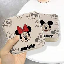 Disney 1 قطعة صندوق تخزين مجوهرات صغير، تصميم كرتوني لطيف ميكي ميني ماوس، تصميم محمول مدمج للأقراط والقلائد والخواتم والأساور، مثالي للسفر والاستخدام اليومي في الخارج وحمل الحقيبة - لون كريم - مشاهدة 6