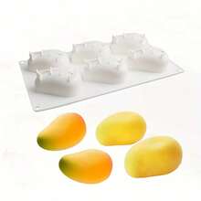 6-Cavity Snowflake/Mango-Shaped Reusable Baking Mold For DIY Mousse, Chocolate, Chiffon, Cheesecake, Ice Cream, Jelly, Pudding, Easter, Christmas, Valentine's Day, Graduation, Birthday Party, Christmas Tree - White - View 9