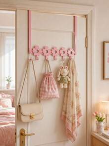 Pink Bow-Shaped Metal Hook, Door-Hanging Design, Elegant Bow Towel Hook Rack, Cute Room Decor, Suitable For Girls' Room, Cabinet, Living Room, Bathroom And Bedroom, Space-Saving And Multi-Functional Decoration - Multicolor - View 2