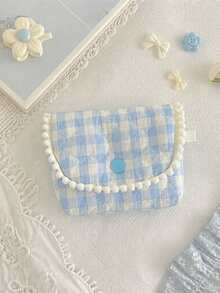 Cute Quilted Coin Purse Women's Earphone Storage Pouch Small Storage Bag Sweet Dot & Plaid Bear Pattern Pouch For Earbuds Lipstick Small Accessories - Multicolor - View 12