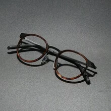 1副高品質鈦合金男士素鏡片中性超輕圓框眼鏡 - A - 查看 7