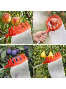 Fruit Picker Basket 20 * 16 * 18.5 Cm With Polyester Collection Bag, Orange Picking Tool For Apples Pears And Peaches, Universal Attachment For Most Poles, Reusable Harvesting Accessory Without Pole Ideal For Garden And Orchard Use - A - View 3