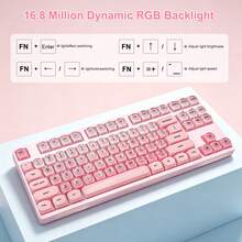 Tri-Mode Wireless Mechanical Keyboard, Hot Swappable Custom RGB Gaming Keyboard, Cute Jelly PBT HOA Profile Keycaps, RGB Backlit, Dustproof Blue Switch,BT5.0/2.4G/USB-C, For PC, Laptop, Compact 80% Size - View 5