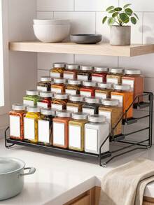 4-Tier Spice Rack Organizer, Ideal For Storing Sauce Bottles, Spice Tins, Measuring Spoons, Knives And Other Small Kitchen Supplies. Modern Kitchen Storage Rack, Metal Organizer Rack For Kitchen, Barthroom, Countertop. - Multicolor - View 10