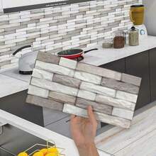 1/18/45/90pcs Decorative Faux Stone Tile Stickers, Self Adhesive Peel And Stick Kitchen Backsplash Tile Stickers, Bathroom Wall Stickers, Water And Mold Resistant, 15cm X 30cm - Multicolor - View 15