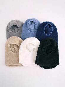New Autumn And Winter Children's Pullover Hat, Versatile, Solid Color With Fleece Insulation, Cold Proof Hat, Scarf One-Piece Hat - Multicolor - View 9
