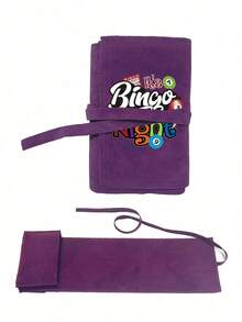 "Bingo Night" Printed Velvet Poker Card Storage Bag - Portable Foldable Card Organizer, Game Card Storage Pouch, Bingo Party Gift Accessory, Suitable For Bingo Games And Board Game Parties, Halloween, Christmas Party, Board Game Essential - Multicolor - View 10