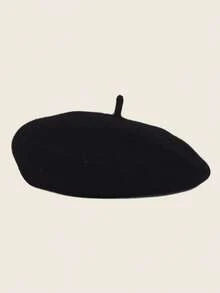 1pc Unisex Black Color Y2k Style Lightweight Breathable Fashionable Beret Hat Suitable For Daily Casual Wear - Black - View 8