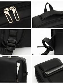 Men's Business Backpack, Oxford Cloth Laptop Bag, 15.6 Inch Laptop Bag, Large Capacity Travel Backpack, Minimalist Commuter, Anti-Theft, TSA Friendly - Black - View 9