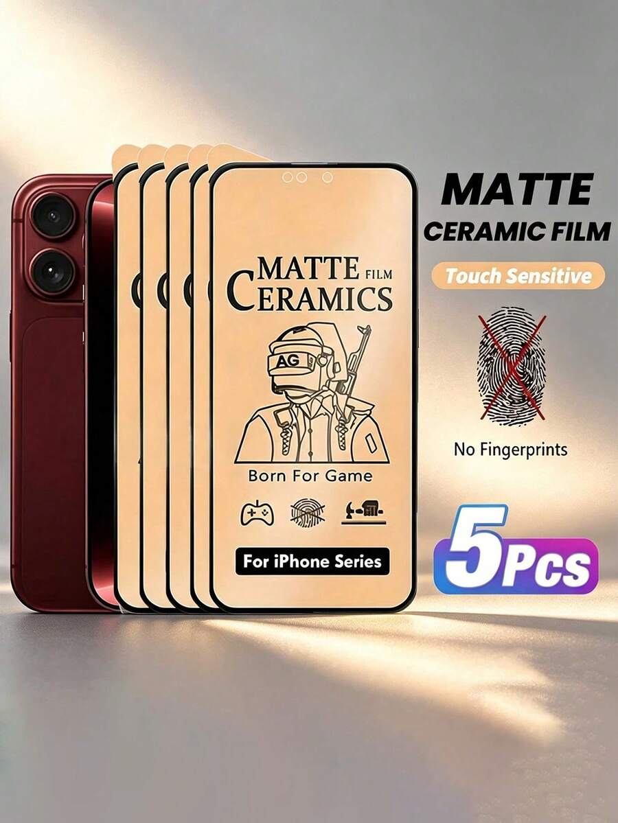 5 Pcs Soft Matte Ceramic Film Compatible With IPhone 18 Pro/18 Pro Max/17 Pro/Air/16 Pro Max/15 Pro Max/16/15/14/13/12/11/Plus/X/XS/XR/XS Max/Mini [Not Glass] - Clear - View 1
