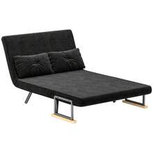 Sofá cama convertible 4 en 1 de 2 plazas con respaldo ajustable en 5 posiciones, 2 cojines, 102 x 73 x 81 cm, negro. - Multicolor - Ver 2