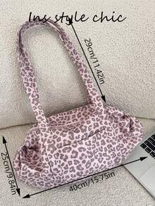 Leopard Print Retro Pattern Decor, Multi-Compartment Storage Zipper Closure Relaxed Casual Style Tote Bag, Suitable For Personalized Young People Daily Commute, Shopping, Travel, School, Outings, Can Be Carried As Shoulder Bag, Large Capacity - Multicolor - View 3