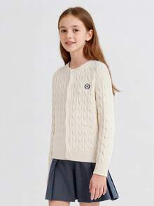 Balabala Stylish Tween Girl Knit Cardigan Soft Warm Sweater Base Top For Toddler Boys & Girls Winter - White Tone - View 2