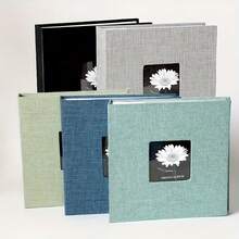 1pc Minimalist Linen Creative Gift Photo Album, Linen Photo Album, 6 Inch, 200 Pages, With Pockets, For Photo Storage, Suitable For Family And Wedding Commemorative Album, Anniversary, Birthday, Thanksgiving, Valentine's Day Gift - Multiple Styles - View 5