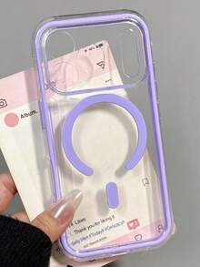 奢華緩衝防震透明 2 合 1 糖果色磁吸無線充電手機殼，適用於 iPhone 18 Pro Max 17 Pro 17 Pro Max 17 Air 12 13 14 15 16 Pro Max 14 15 16 Plus，男款女款軟 TPU 防撞保護殼 - 紫色 - 查看 4