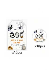 20pcs Halloween Gift Decoration Tag Card Set, Bat, Witch, Spider Pattern Decorative Tag Cards, Halloween Party Gift Tag Pendants, Gift Packaging Decoration Cards, Halloween Gift Wrapping Supplies, Suitable For Halloween Party Gift Packaging, Holiday Decorations - Multicolor - View 11