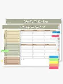 Weekly To-Do List Planner A4 Minimalist Priority Task Organizer With Notes Pages 24 Pages Office Study Home Desktop Planning Notebook Back To School Supplies School Essentials Teacher Gift Teacher Accessories - Olive Green - View 5