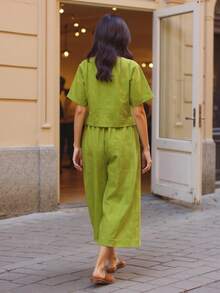 Women Two-Piece Outfits - Olive Green - View 2