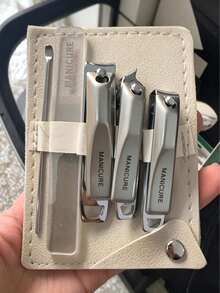 5pcs/Set - Professional High Carbon Steel Precision Nail & Toe Clipper Set, Includes Nail Clippers, Nail Files And Ear Pick, With Leather Portable Storage Case, Home Beauty Care Set, Travel Friendly Box, Fashion Design, Premium Precision Nail Clipper Leather Set - Nail Clipper Set - View 15
