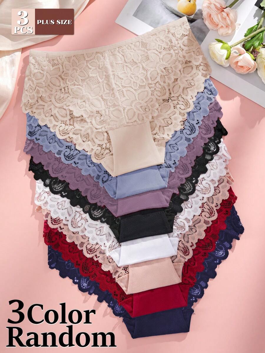 FOVTY 3件套加大码女士经典图案柔软内衣,秋冬季 - 彩色 - 查看 1
