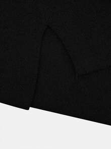 Women's Burgundy Stand Collar Batwing Sleeve Single-Breasted Knit Cardigan, Autumn/Winter Layering, Daily Date French Romantic Style - Black - View 8