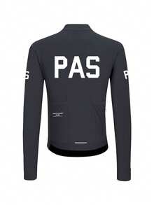 PAS CYCLING 修身款男女通用骑行服，长袖，立领，透气速干，适合山地车和公路车，防紫外线设计，3个口袋和1个拉链口袋，PAS字母印花，运动性能卓越，穿着舒适。 - 灰色 - 查看 10