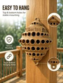 3D Printed Bee House Wall-Mounted Outdoor Suitable For Bees & Butterflies - Plastic Honeycomb Insect Habitat With Multi-Chamber Nest Box & Insect Tubes, Compact Suitable For Gardens, Balconies, Rooftops, Small Space Pollinator Shelter - Multicolor - View 6