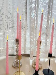 6件組螺旋長錐形蠟燭，桌面裝飾蠟燭，居家裝飾節慶慶祝必備 - 彩色 - 查看 5