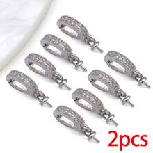 2pcs 18K Golden Plated Pendant Bails Rhinestone Fold Over Bead Bails Connector Clasps For Pearl Charm Necklace DIY Jewelry Making Findings - Multicolor - View 11