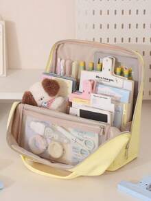 Upright Cosmetic Bag, Large Capacity Multi-Functional Portable Travel Business Toiletry Bag, Multi-Compartment Design Mesh Pockets, Portable Skincare Products Storage, For Women, Christmas Gift, Great Gift For Her,Makeup Pouch,Travel Essential - Morandi Colors - View 10