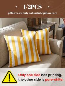 1/2pcs Striped Pattern Pillowcase (No Filling), Cushion Cover, Decorative Pillowcase, Single-Sided Print, Multi-Functional, Breathable, Anti-Pilling, Comfortable, Machine Washable, Suitable For Sofa And Car Pillows, Room Decor, Autumn Decor, Home Decor, Autumn Decor - Multicolor - View 4